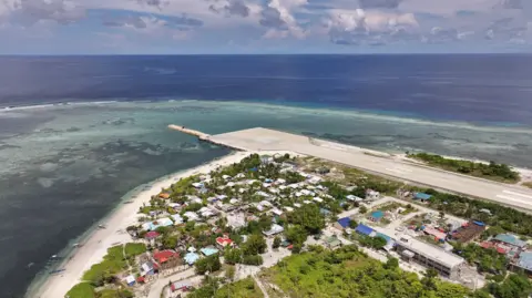 An overhead view of Pagasa island in the South China Sea