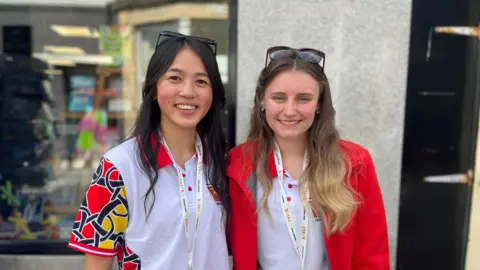 Philippa Li(left) and Annelise Mellor(right) from the Isle of Man Badminton team