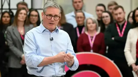 Oli Scarff/Pool via Reuters Prime Minister Keir Starmer speaking in Hull in March