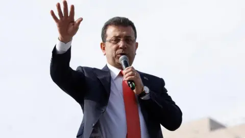 Reuters  Istanbul Mayor Ekrem Imamoglu, from the main opposition, the Republican People's Party (CHP), addresses his supporters on top of a bus after giving testimony to judicial authorities at the Justice Palace, known as Caglayan Courthouse, in Istanbul, Turkey, January 31, 2025. 