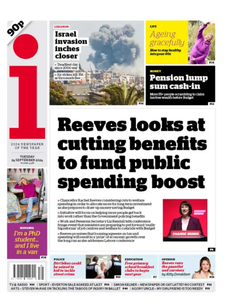  'Reeves looks at cutting benefits to fund public spending boost'.