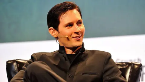 Getty Images Pavel Durov, the founder of Telegram, speaks at a conference