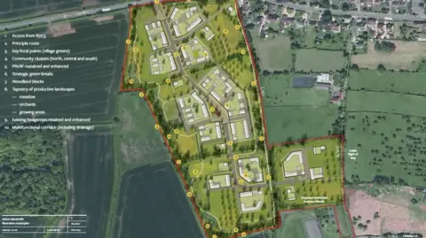 Clifton Emery Design Plans For 100 homes, an orchard and allotments On The B3153 High Street In Keinton Mandeville.