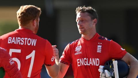 Jonny Bairstow and Jos Buttler celebrate victory