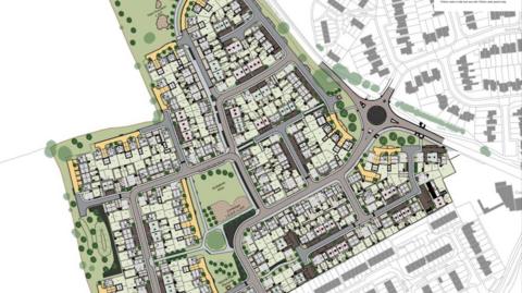 Planning map of new homes in Leominster