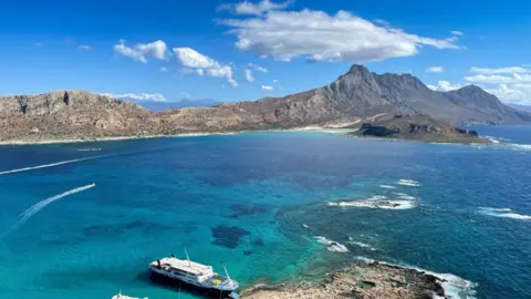 Mountains and blue water in Crete