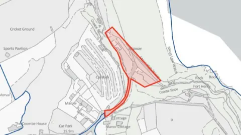 National Trust Middle Beach National Trust Land map which outlines in red the land owned by the National Trust.