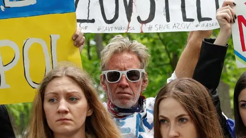 Reuters Ryan Routh at a protest rally in Mariupol, Ukraine, in May 2022