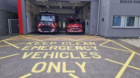 Fire engines at Brixham Fire Station