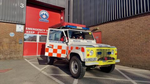 North Dartmoor Search and Rescue Team vehicle outside its base