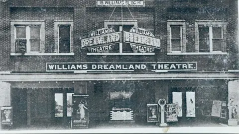 The Williams Dreamland Theatre destroyed during the Tulsa Race Massacre, in 1921