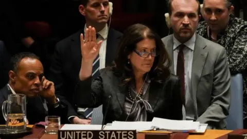 Dorothy Camille Shea votes at the UN Security Council in New York, 25 February 