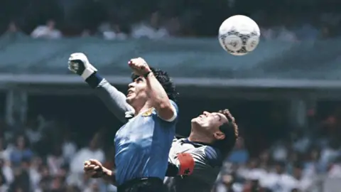 Diego Maradona’s “Hand of God” ball from Argentina’s 1986 World Cup quarter-final against England
