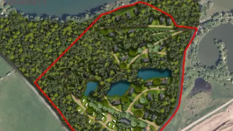 CFM Consultants An indicative plan for the site, with the land boundaries marked in red