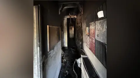 Leicestershire Fire and Rescue Service A charred corridor