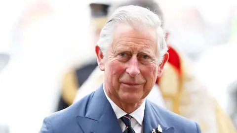 Getty Images King Charles III looks into the camera with a slight smile. 