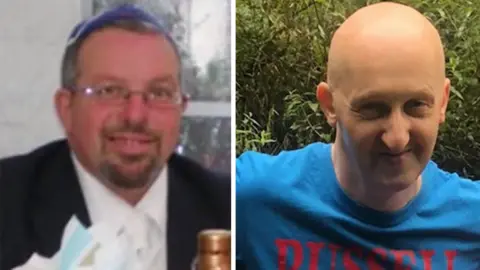 A composite image of Melvin Cravitz, who has glasses and a goatee and is wearing a black blazer and white shirt, and Adrian Daulby, who is wearing a blue t-shirt and is smiling while stood outdoors.