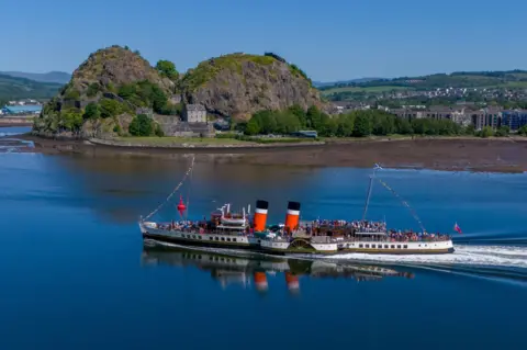 PA A drone image of the paddle steamer on completely still water, on a completely clear day looking majestic with her fresh paint job.