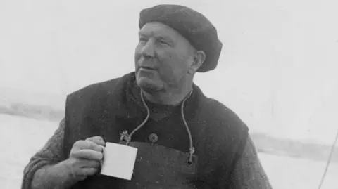 Topsham Museum Dick Pym, fishing, in June 1949