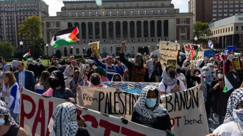 Getty Images Pro-Palestinian protesters gathered at Columbia University in New York City