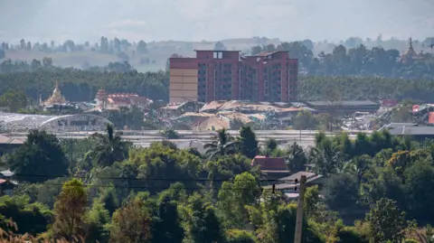KK Park as seen from across the Thai-Myanmar border.