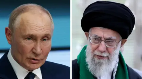 Putin and Ayatollah Ali Khamanei 