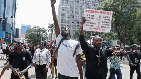 Reuters Protesters participate in a demonstration against Kenya's proposed finance bill Nairobi, Kenya - 18 June 2024