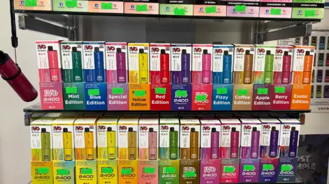 Selection of disposable vapes on sale