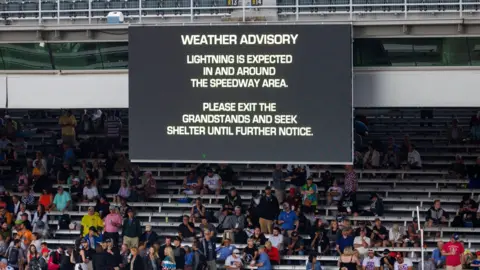 Reuters Weather warning at the Indy 500, shortly before the venue was evacuated.