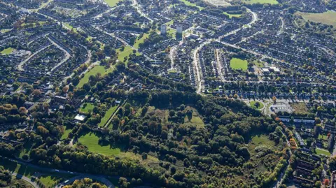 An aerial view of Castle Bromwich