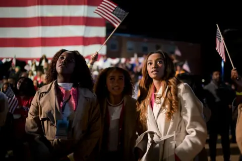 Getty Images Anxious Democratic supporters at Howard University event for Harris