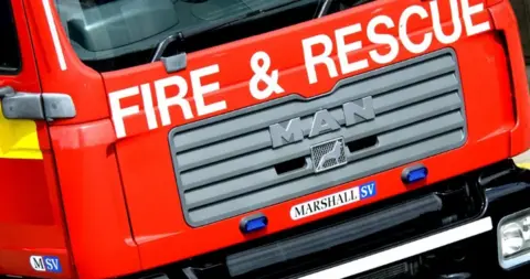 NIFRS Cropped shot of the front of a fire engine (stock image) 