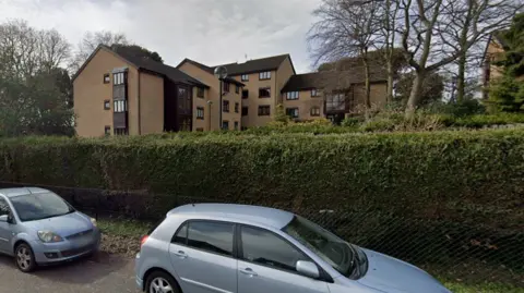 Google A block of flats at Netley Cliff, seen over a hedge from the roadside