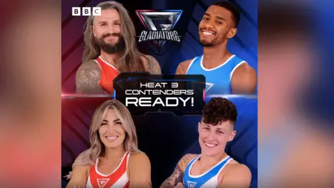 Contestants in their Gladiators' vest tops