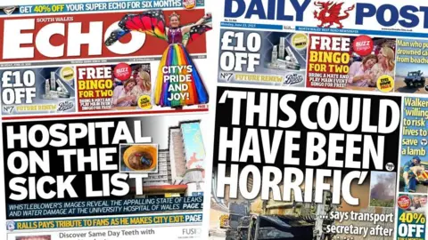 Front pages of South Wales Echo and Daily Post