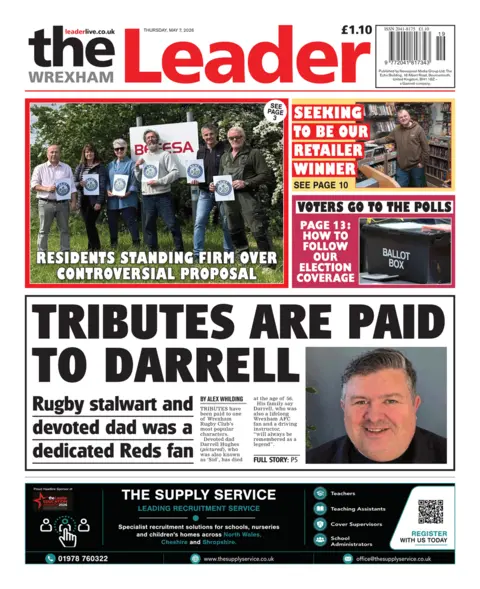 Wrexham Leader front page Wrexham Leader front page