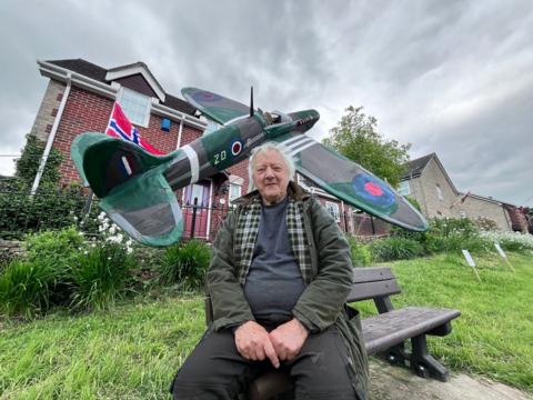 Mr Wilson has created the D-Day mural in his front garden