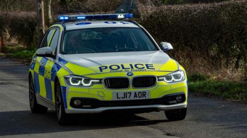 Front view of a Northumbria Police vehicle
