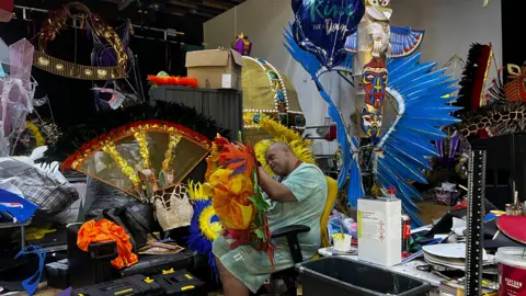 Lily-May Symonds/BBC Work taking place on carnival costumes for 2024