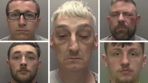Humberside Police A composite showing police mug shots of the six defendants