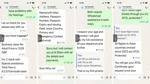 Supplied Screenshots from a lengthy WhatsApp conversation