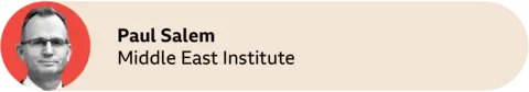 A red circle with a picture of Paul Salem of the Middle East Institute