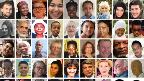 Composite representation  showing faces of respective  of the victims of the Grenfell fire