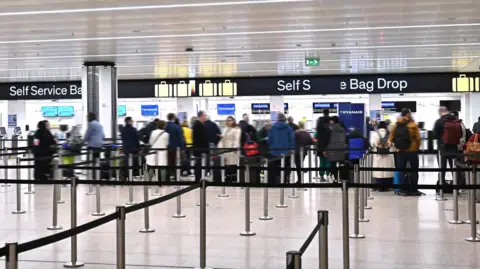 Birmingham Airport Bag drop area of Birmingham Airport 