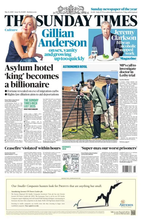 Sunday Times front page on Sunday 11 May 2025