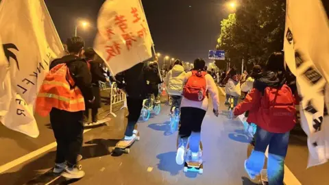 Supplied Scooters join the cyclists on Friday night