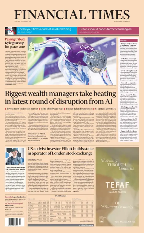"Biggest wealth managers take beating in latest round of disruption from AI" reads the headline on the front page of the Financial Times.