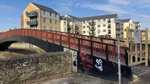 Daniel Mumby Goodland Gardens footbridge in Taunton when it was in situ