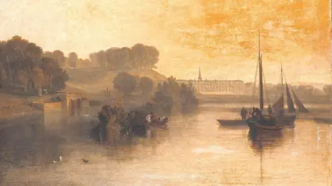 Tate A Turner painting of small boats on a lake with Petworth House in the background