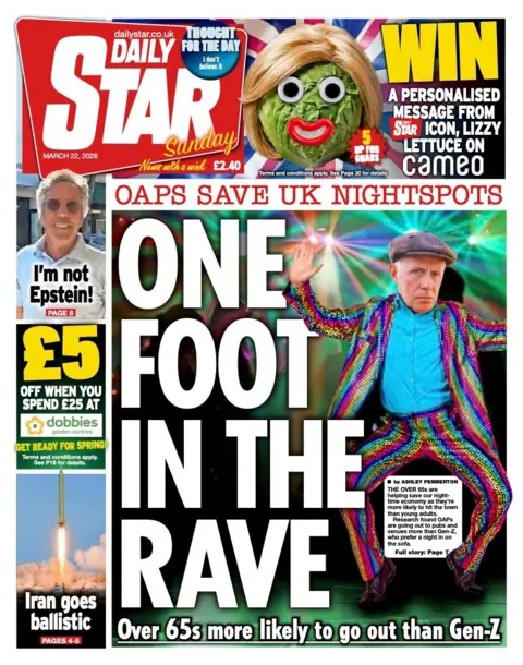 The headline on the front page of the Star reads: “One foot in the rave”.